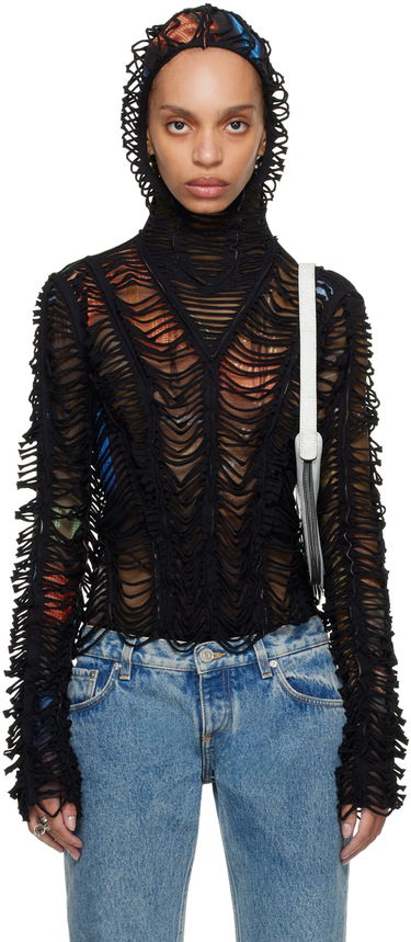 Pulover Jean Paul Gaultier Shayne Oliver Edition 'The Slashed City' Hoodie Top Črna | 24/27-U-SW037-T551-60405030, 0