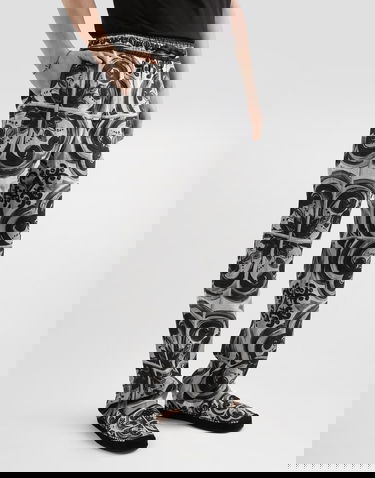 Hlače Dolce & Gabbana Dolce & Gabbana Majolica-Print Linen Trousers Večbarvna | GV4LHTFP4M8IU3TN, 3