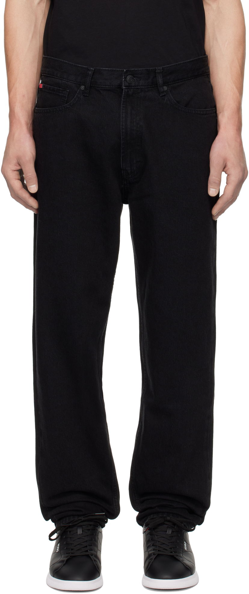 Kavbojke BOSS Hugo Tapered-Fit Jeans Črna | 50533590