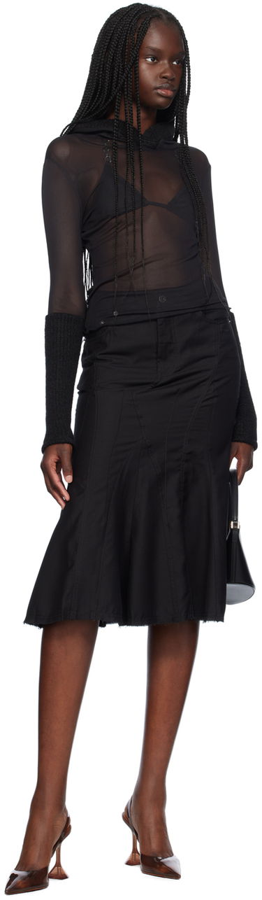 Pleteni pulover Miaou Miaou Mari Sheer Mesh Hoodie Črna | 8105PM2BLK, 3