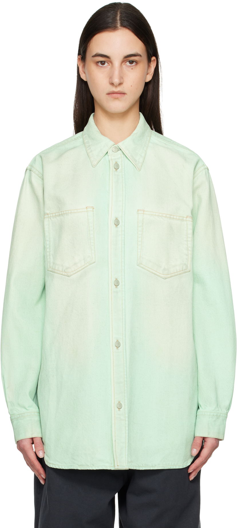 Srajce Acne Studios Acne Studios Faded Denim Shirt Zelena | CB0102-