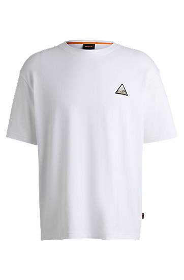Majica BOSS Relaxed Fit Cotton Tee with Logo Patch Bela | 50539195