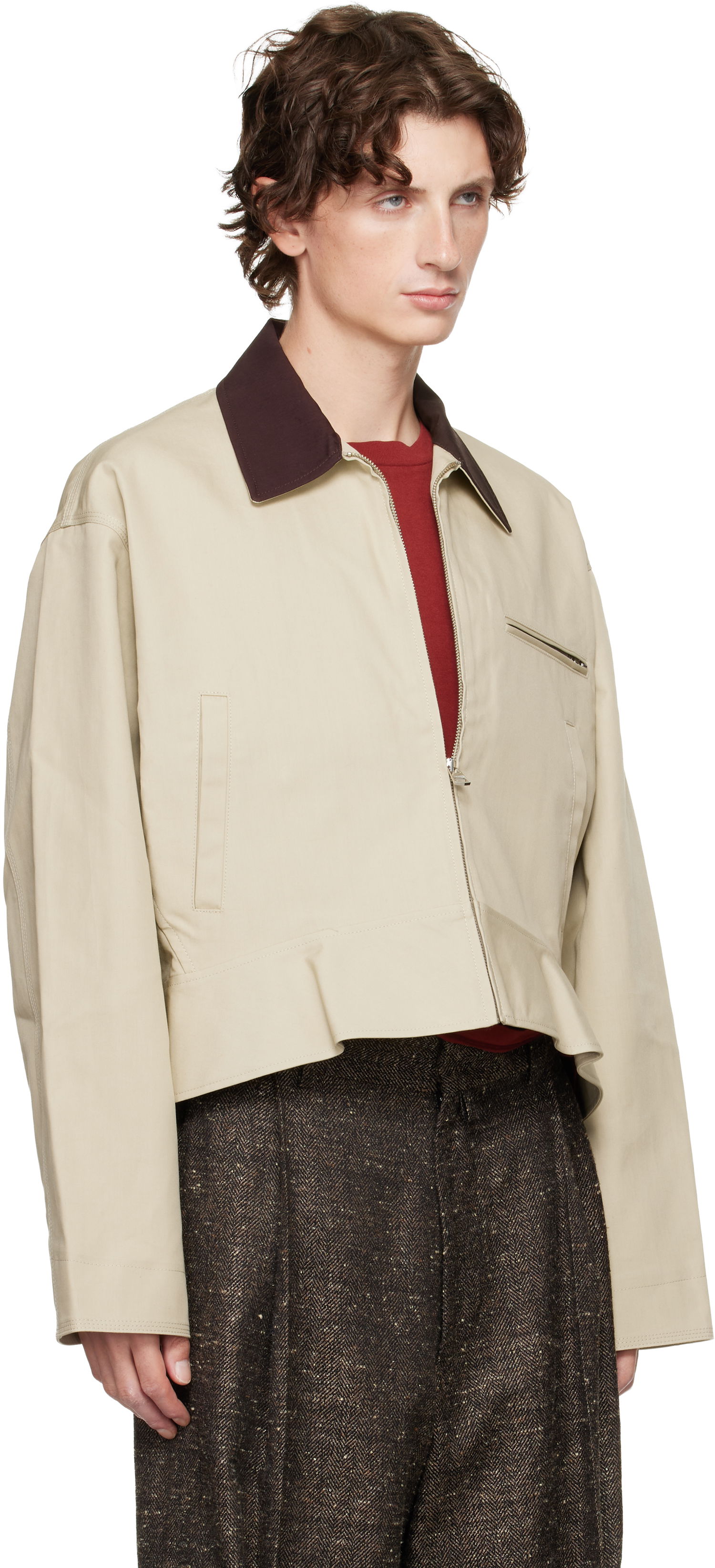 Jakna JW Anderson JW Anderson Curved Hem Jacket Bež | JK0413-PG1802, 1