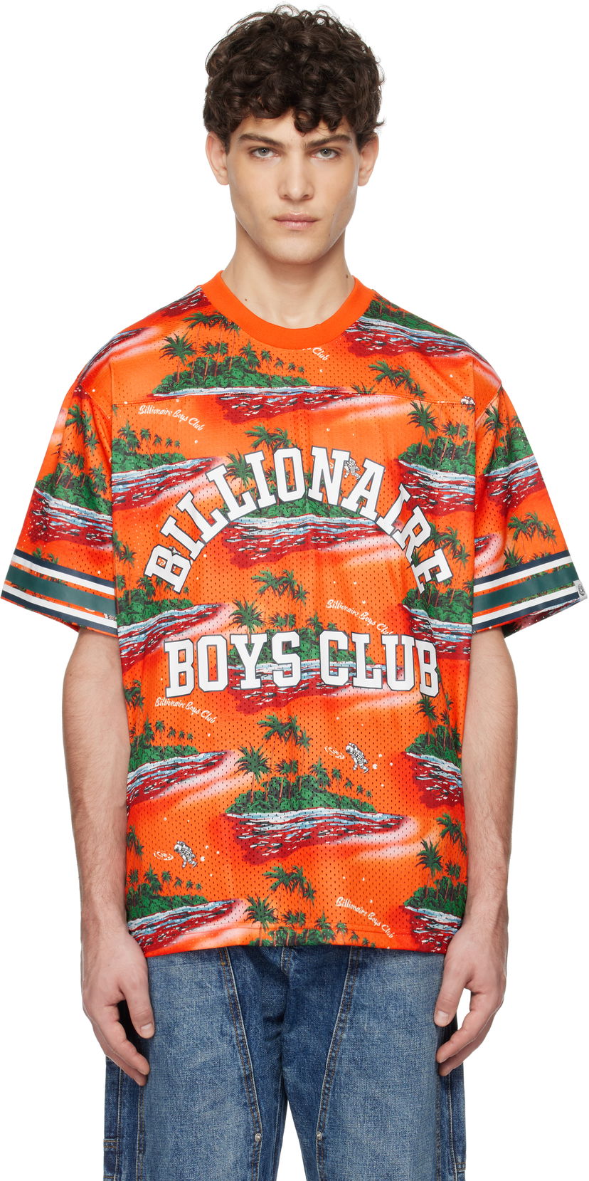 Dres BILLIONAIRE BOYS CLUB Tropical Island Print Football T-shirt Oranžna | B24466