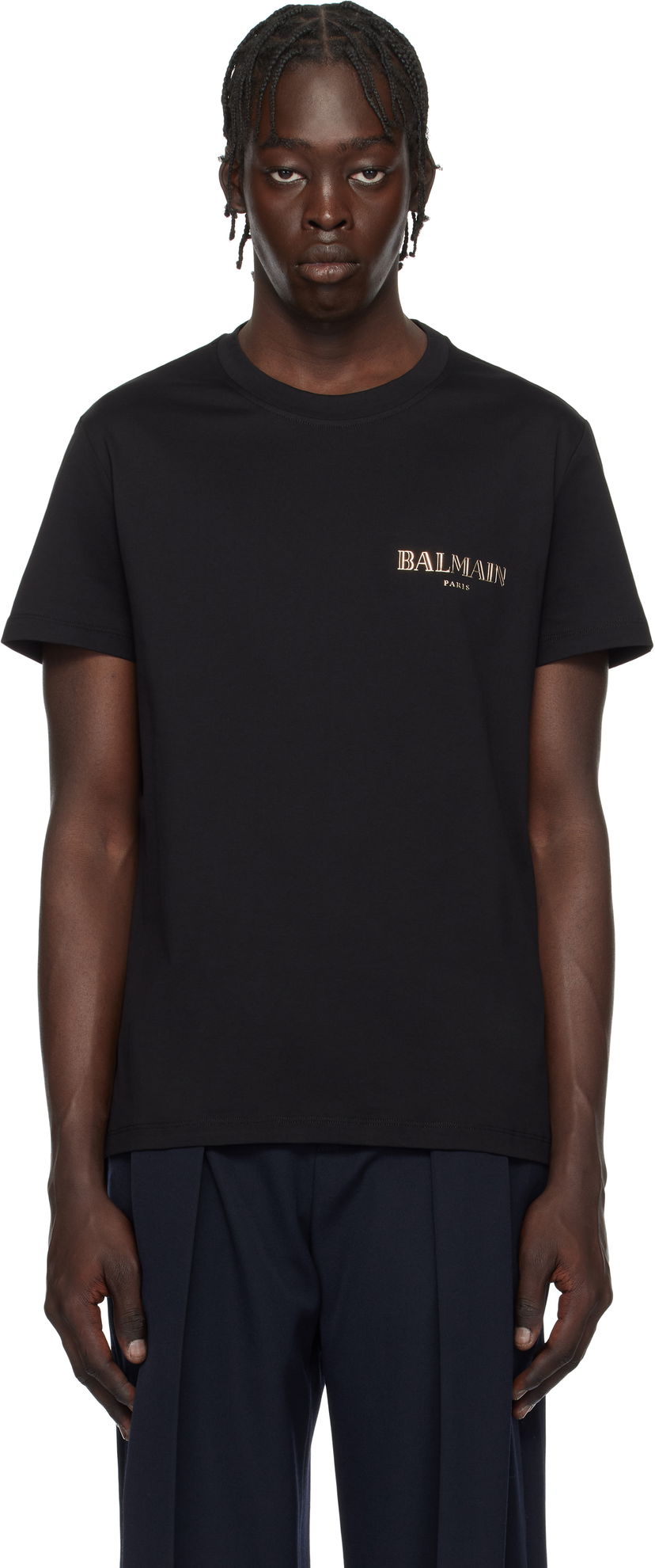 Majica Balmain Vintage Gel Logo T-Shirt Črna | EH1EF000GD84