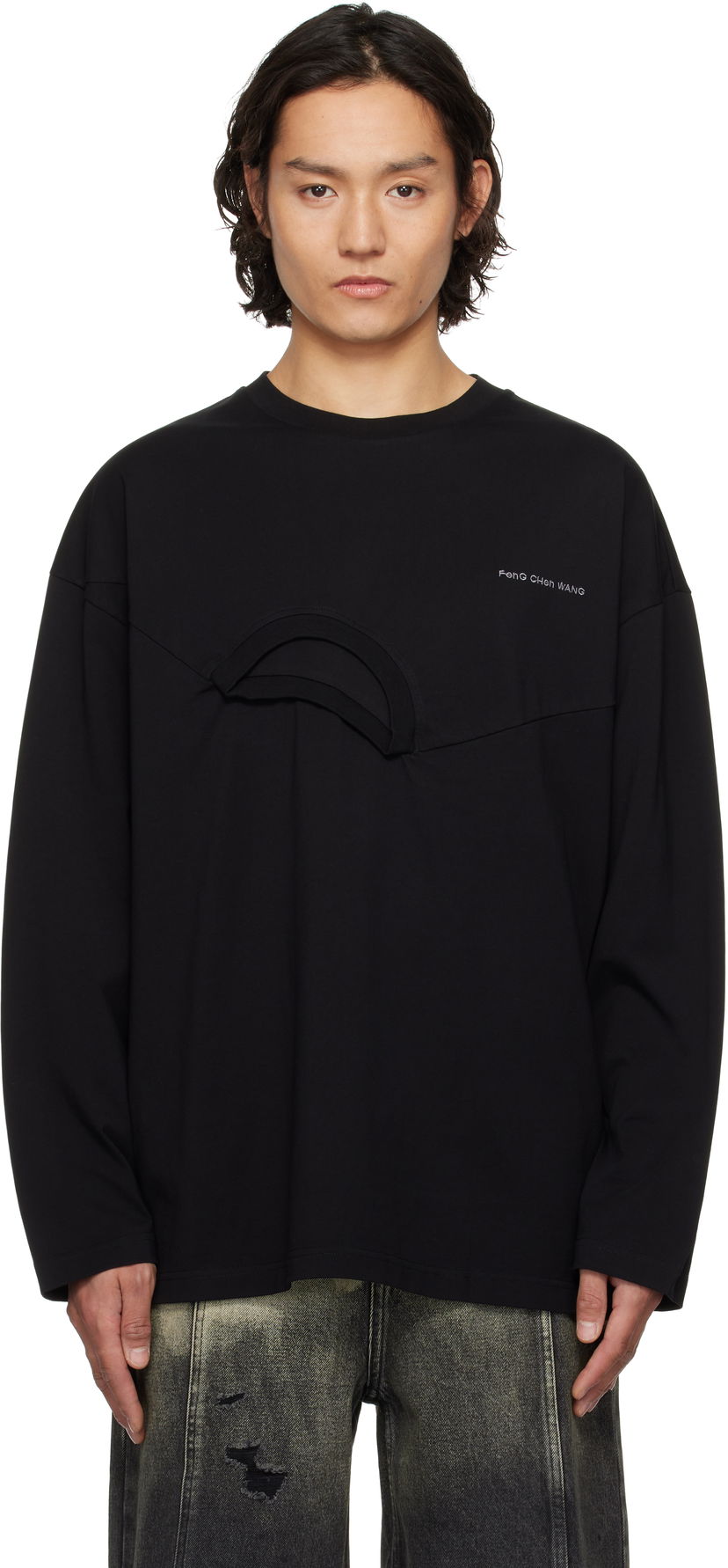 Majica Feng Chen Wang Feng Chen Wang Oversized 2in1 T-Shirt Črna | FMS19LS01B