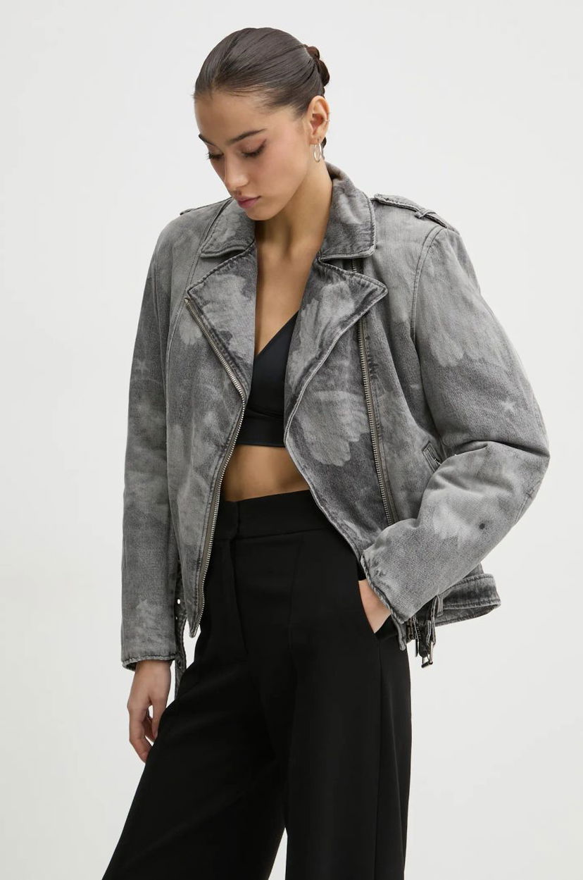 Jakna Fiorucci Fiorucci Acid Wash Denim Moto Jacket Siva | U01FMDJA177DN03DN07