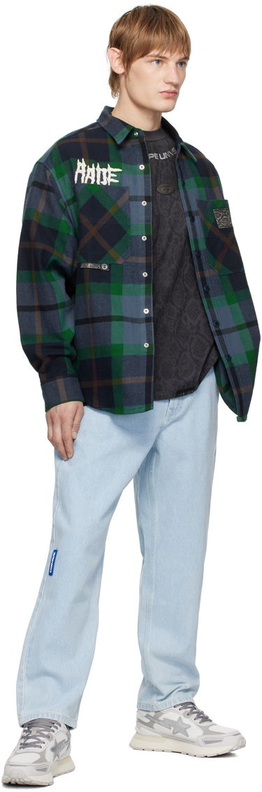 Srajce AAPE by A Bathing Ape AAPE by A Bathing Ape 'AAPE UNVS' Long Sleeve Check Shirt Modra | AAPSTM8504XXNNYM, 3