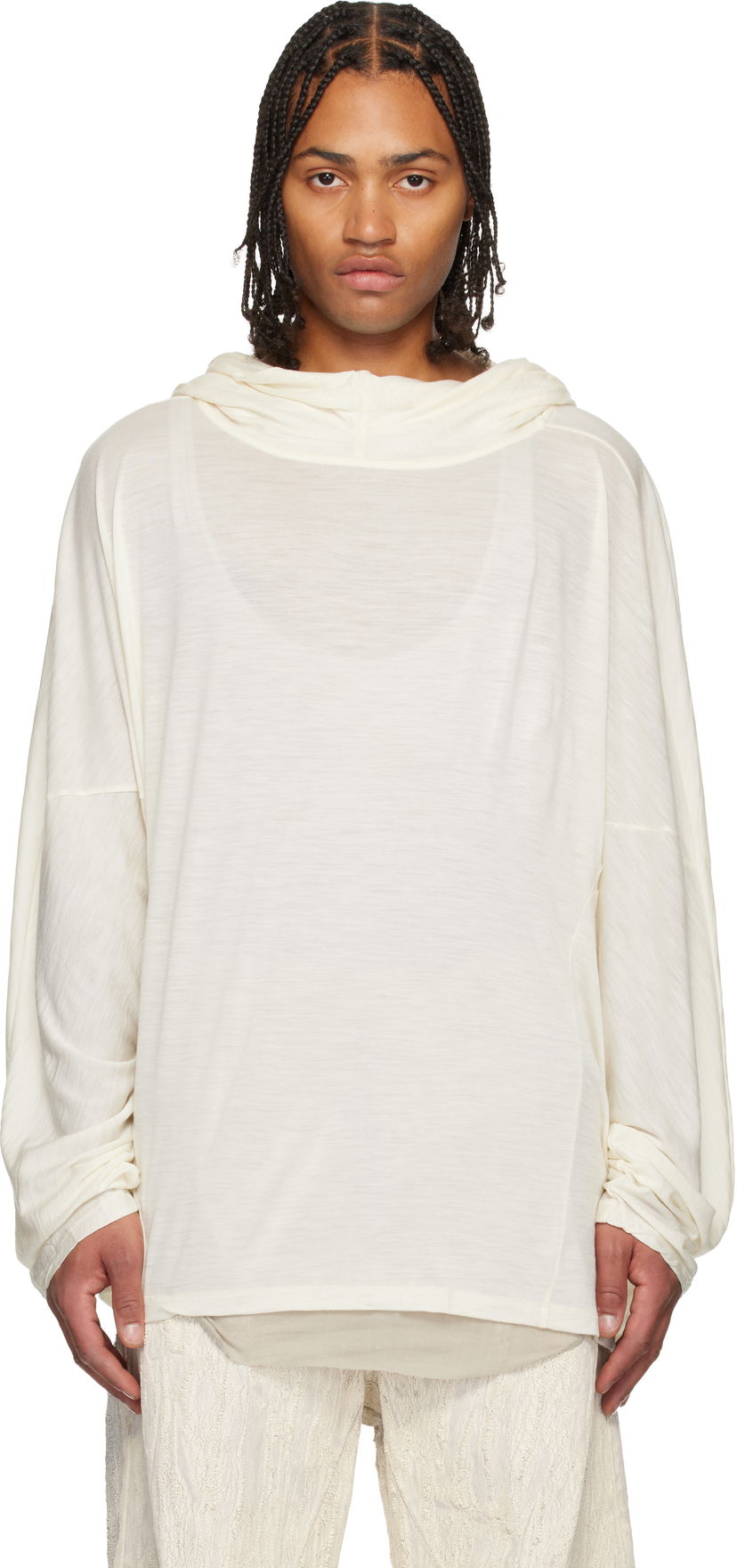 Pulover Rick Owens Concordians Loose-Fit Cowl Neck Tunic Hoodie Bež | RR02E1502 JSW