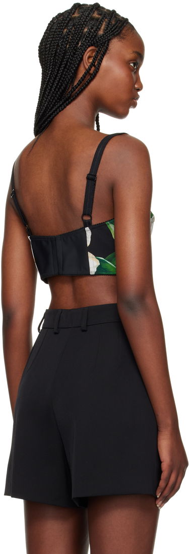 Krop-top Dolce & Gabbana Dolce&Gabbana Gardenia Print Crop Tank Top Črna | F7T18T FSSK2, 2