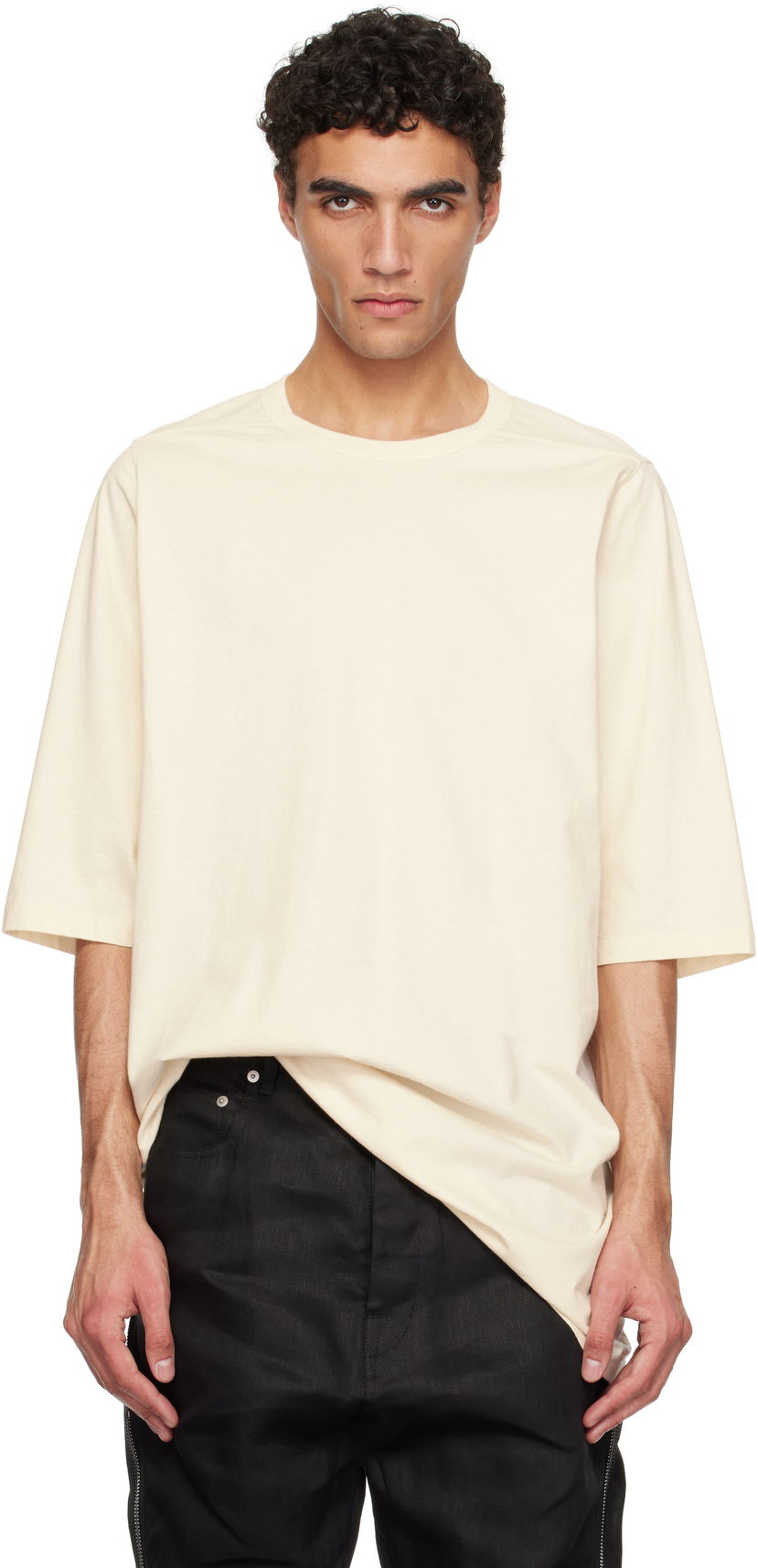 Majica Rick Owens Rick Owens Hollywood Jumbo Short Sleeve T-Shirt Bež | RU01E5274 JNC