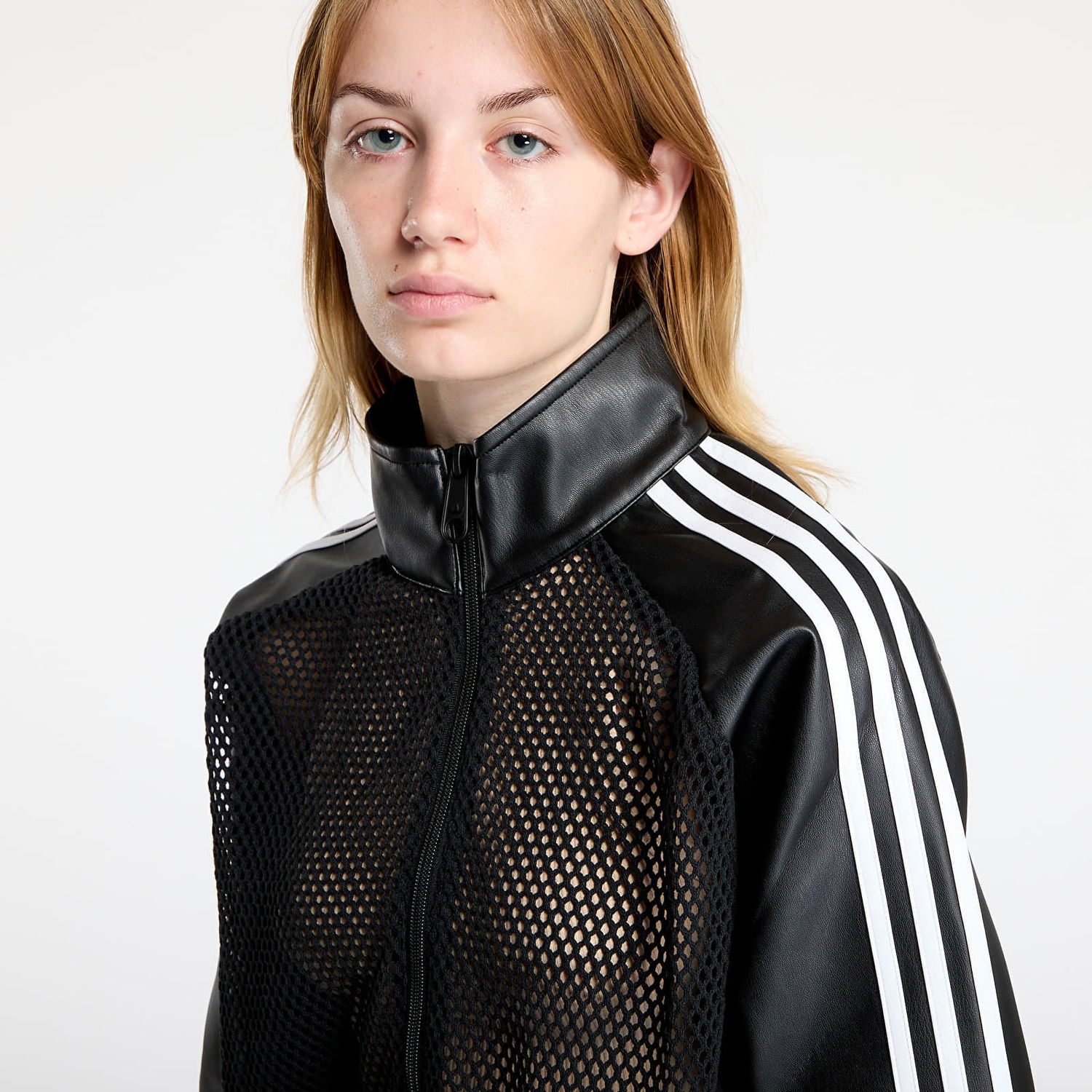Bomber jakna adidas Performance adidas x Jeremy Scott Pride Faux Leather Mesh Track Jacket Črna | JY2016, 1