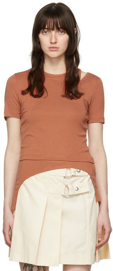 Majica Helmut Lang Helmut Lang Asymmetrical T-Shirt Rjava | L04HW511, 0