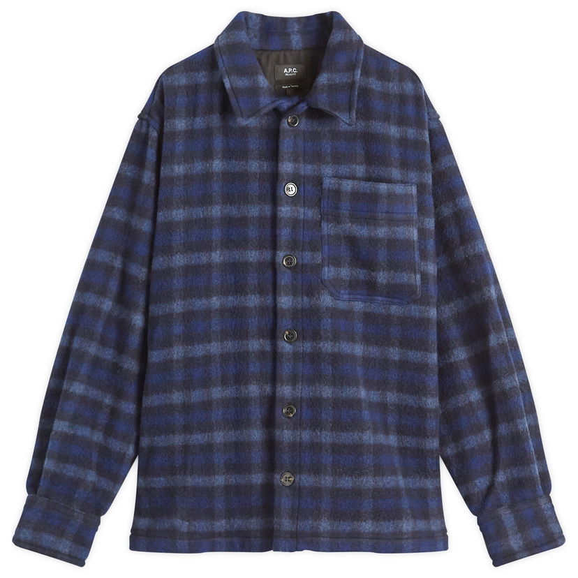 Srajce A.P.C. A.P.C. Stanley Check Wool Overshirt Modra | WOASI-H02989-IAK