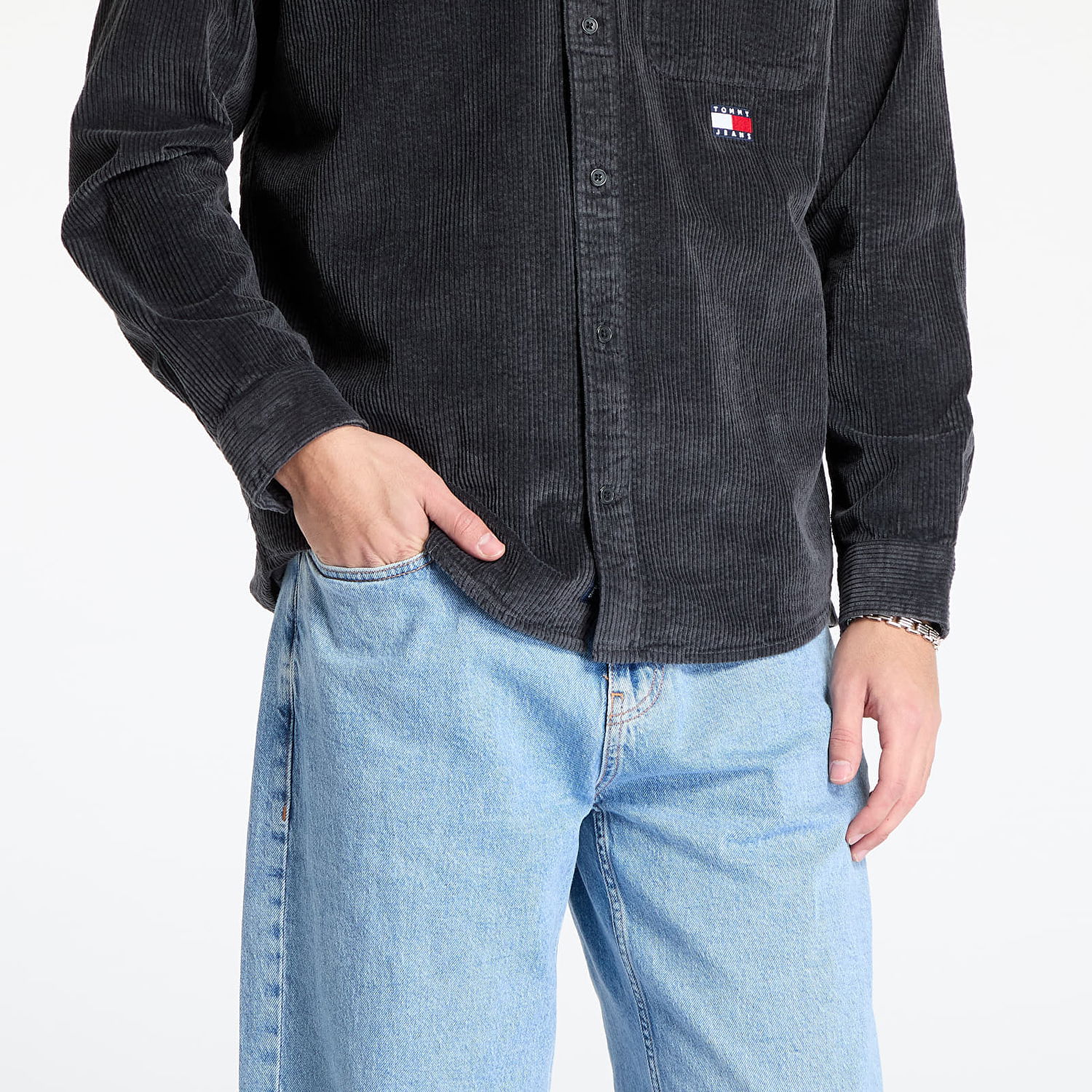 Srajce Tommy Hilfiger Tommy Jeans Relaxed Chunky Cord Overshirt Črna | DM0DM20245 PT2, 1