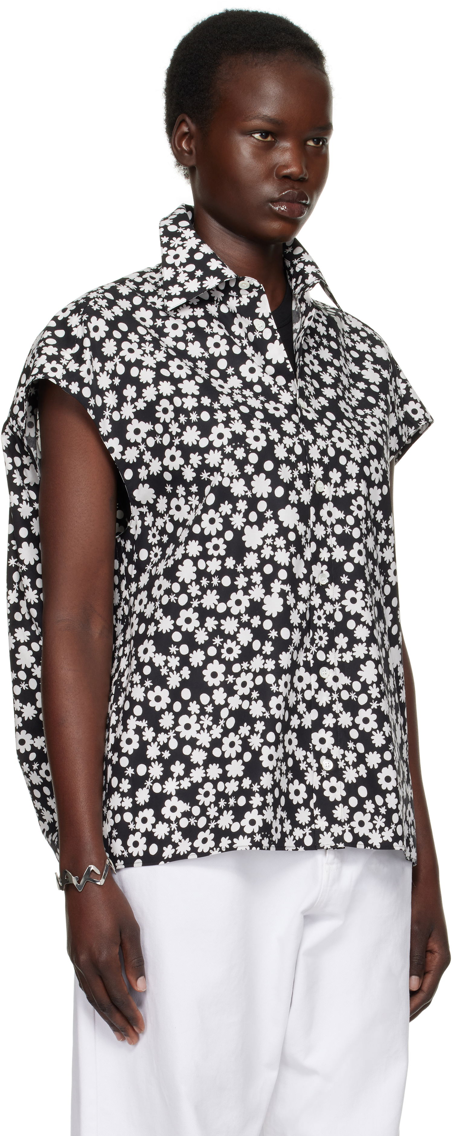 Srajce Marni Marni Pop Fields Sleeveless Cocoon Shirt Črna | CAMA0565S1 UTC463, 1