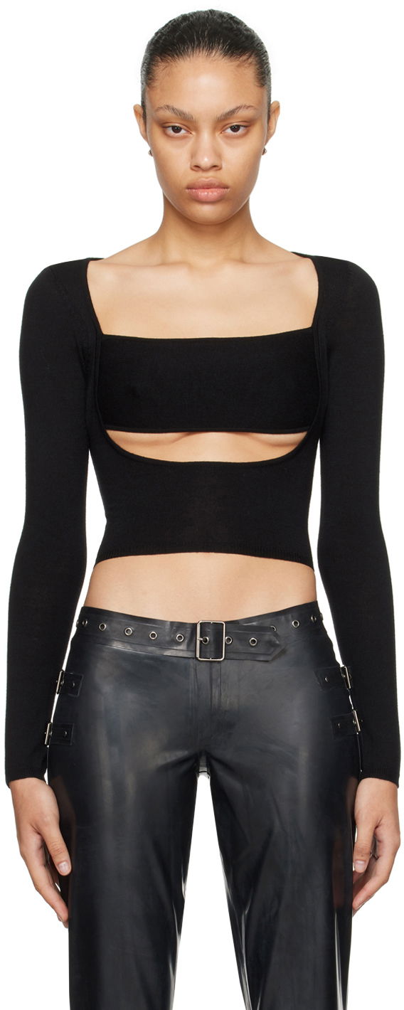 Krop-top Miaou Miaou Delphine Cutout Sweater Črna | 7104FFKBLK