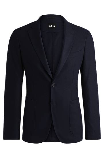 Jakna BOSS BOSS Slim-Fit Stretch Flannel Jacket Mornarica | 50527923