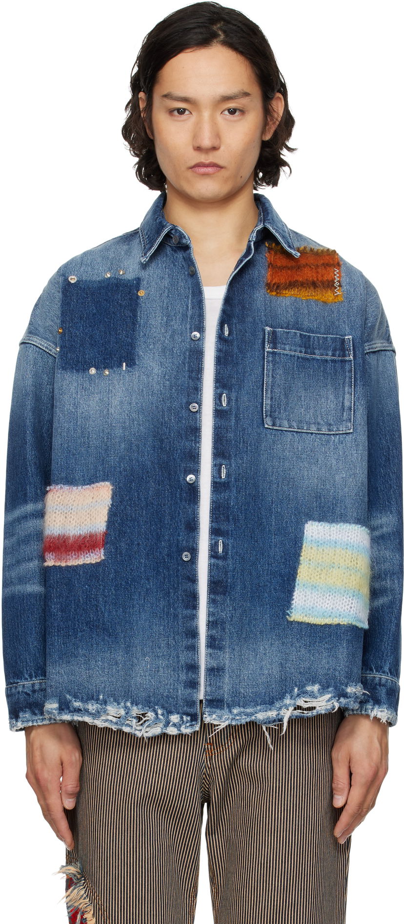 Srajce Marni Marni Patched Denim Shirt Modra | CUJU0061LX USCX01