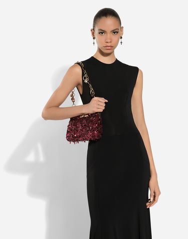 Torba za čez ramo Dolce & Gabbana Dolce & Gabbana Marlene Sequin Embellished Shoulder Bag Bordo | BB7620A521389554, 1