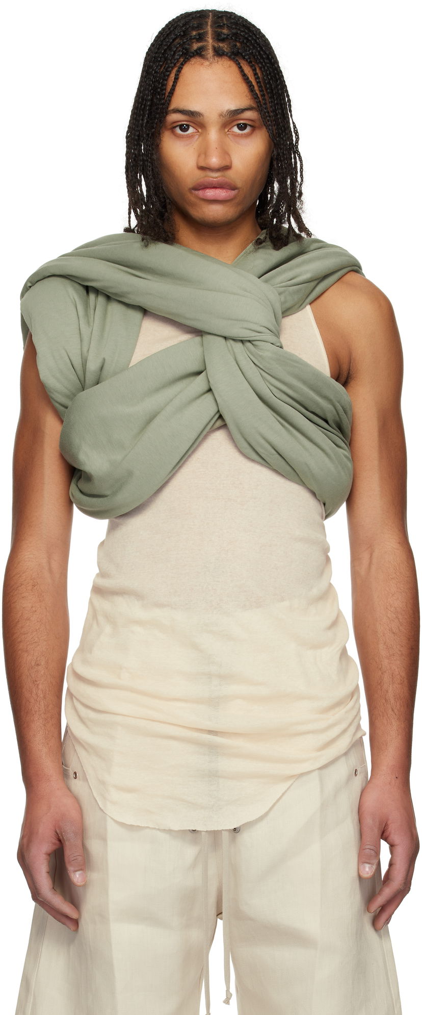 Majica brez rokavov Rick Owens Rick Owens Hollywood Triple Donut Top Bež | RU01E5432 JA