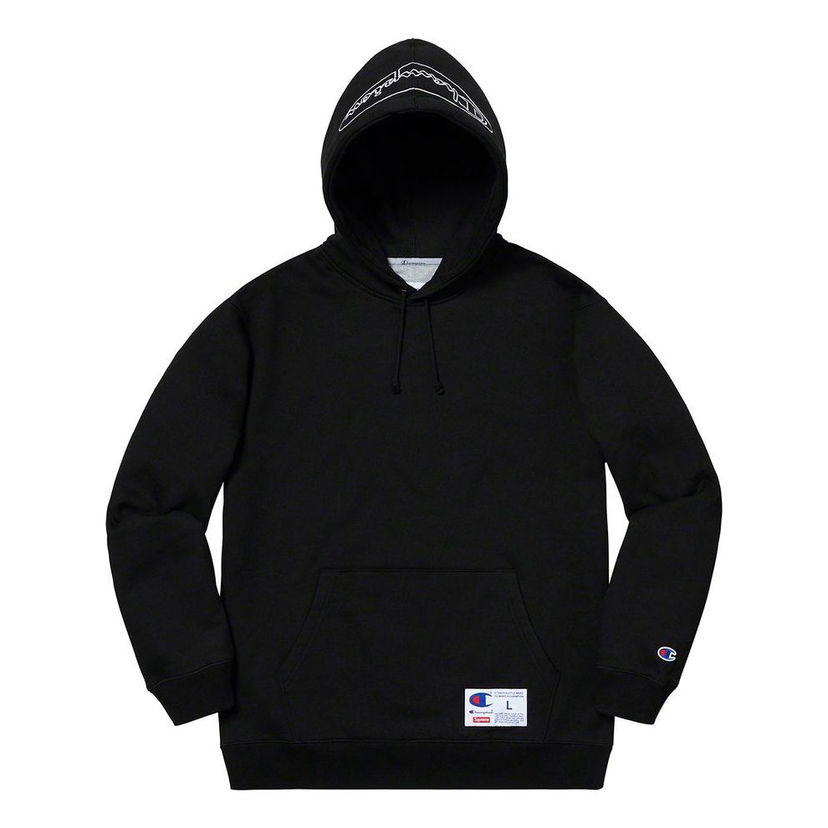 Pulover Supreme Supreme x Champion Outline Hooded Sweatshirt Črna | SUP-SS19-10065