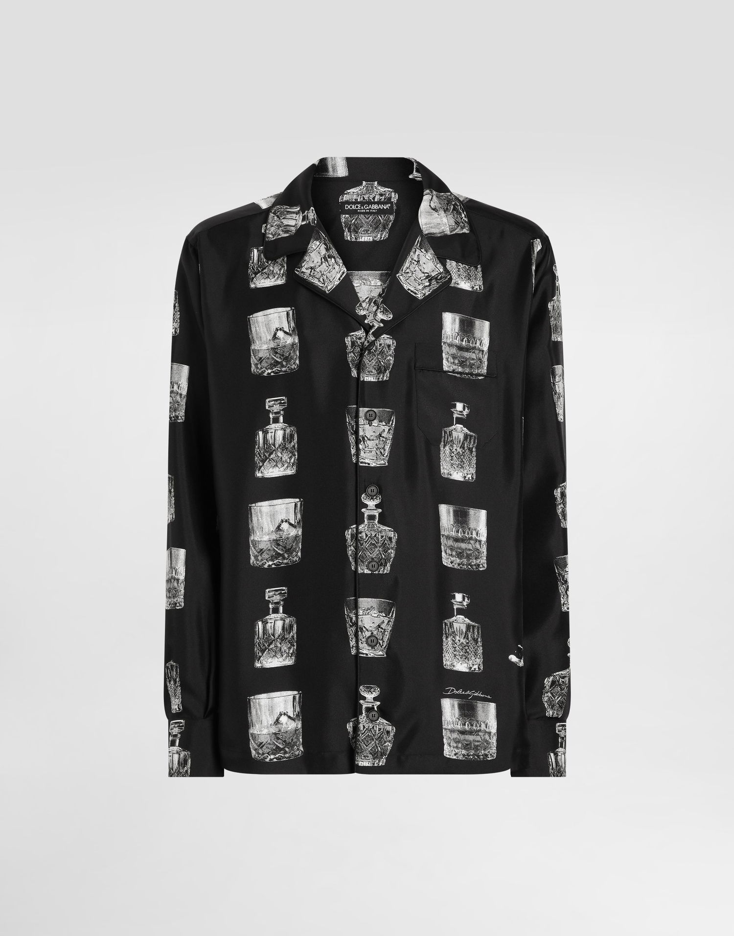 Srajce Dolce & Gabbana Silk Shirt with Liquor Print Črna | G5IF1THI1V0HN5IA, 0