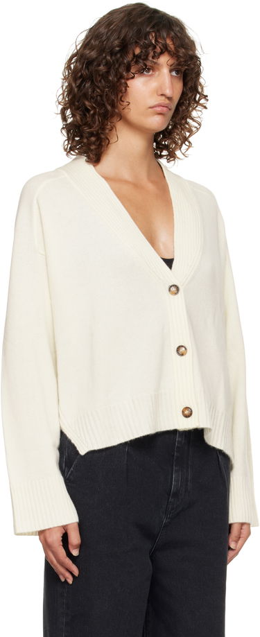 Pleteni pulover Loulou de Saison Loulou de Saison Kaia Ribbed Neckline Cardigan Bela | KAIA LDS, 1