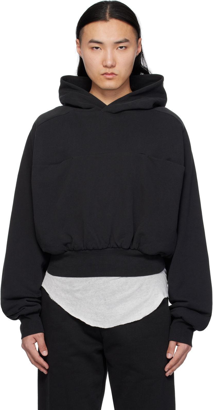 Pulover Entire Studios Double Double Cropped Hoodie Črna | ES2367SO