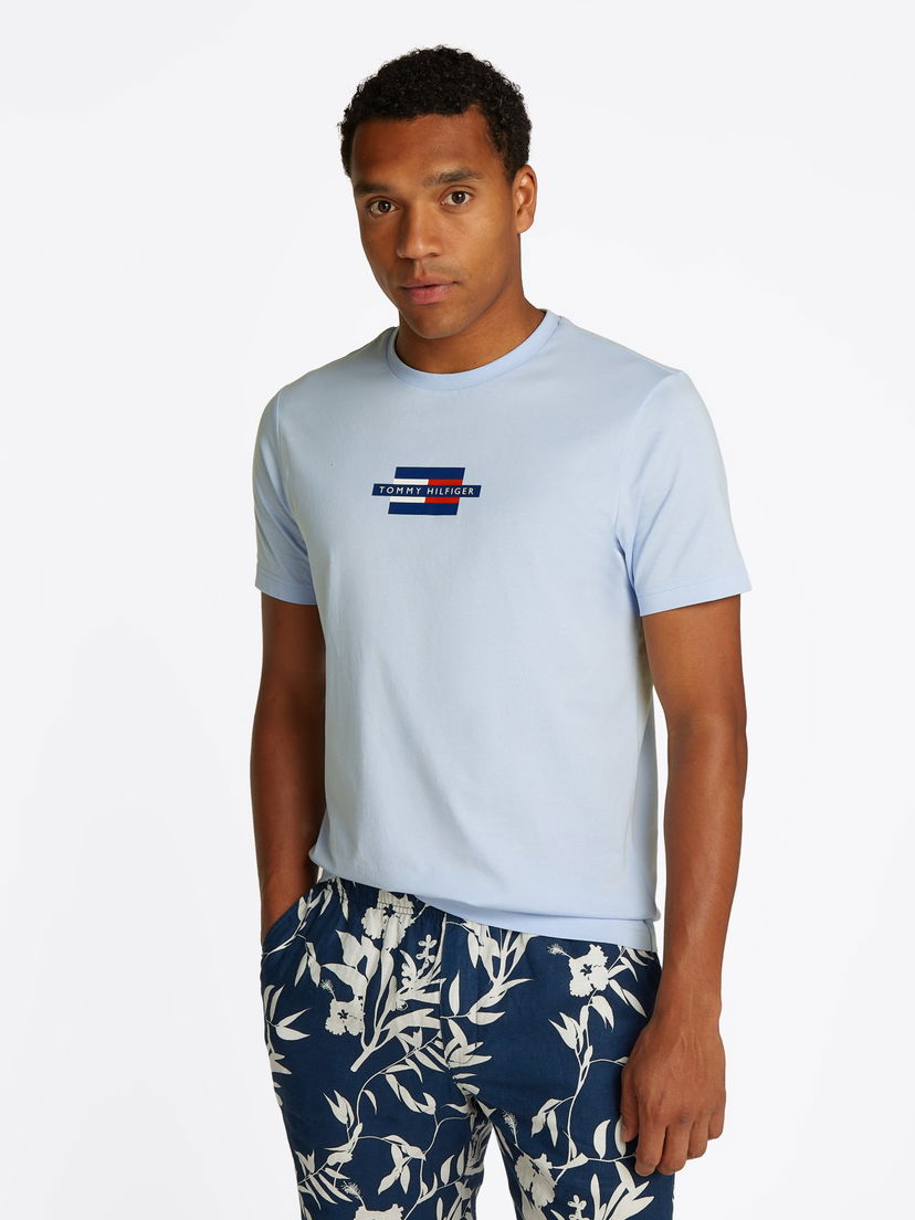 Majica Tommy Hilfiger Tommy Hilfiger Flag Box T-Shirt Modra | MW0MW38636C1O