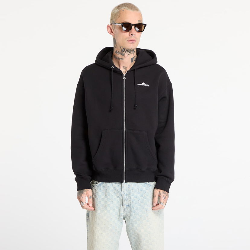 Pulover Awake NY Awake NY Crown Logo Full-Zip Hoodie L Črna | AWK-FW25-HD003-BLK