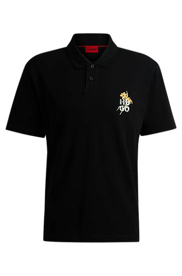 Polo majica BOSS Piqué Polo Shirt with Logo Artwork Črna | 50517409