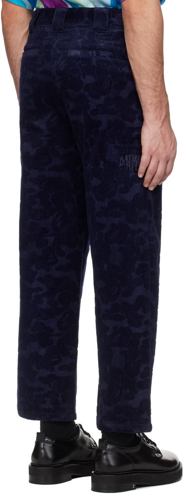 Hlače BAPE A Bathing Ape Solid Camo Debossed Corduroy Trousers Mornarica | 001PTK801315M, 2