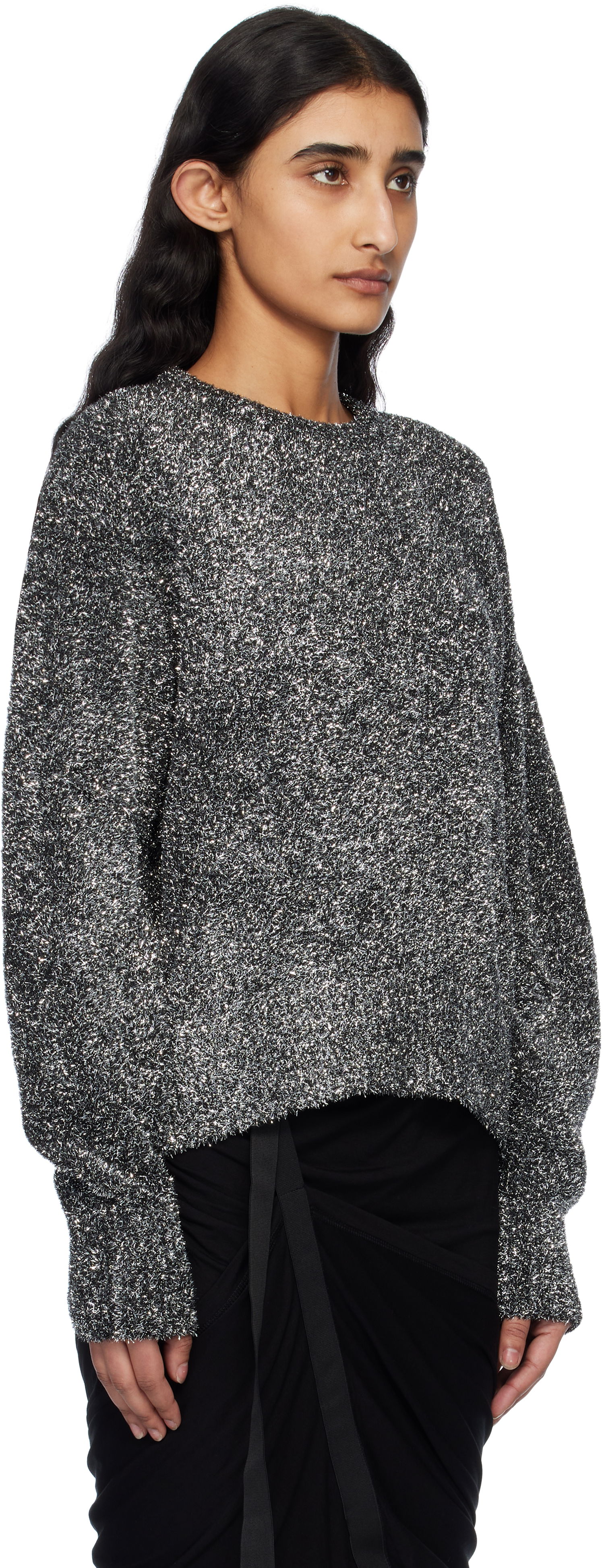 Pleteni pulover Helmut Lang Helmut Lang Apex Lurex Crew Sweater Kovinski | O10HW706, 1