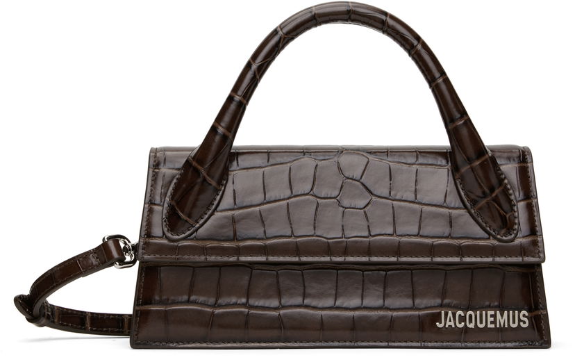 Torbica Jacquemus Jacquemus 'The long Chiquito' Croc-Embossed Top Handle Bag Rjava | 25E213BA004-4301