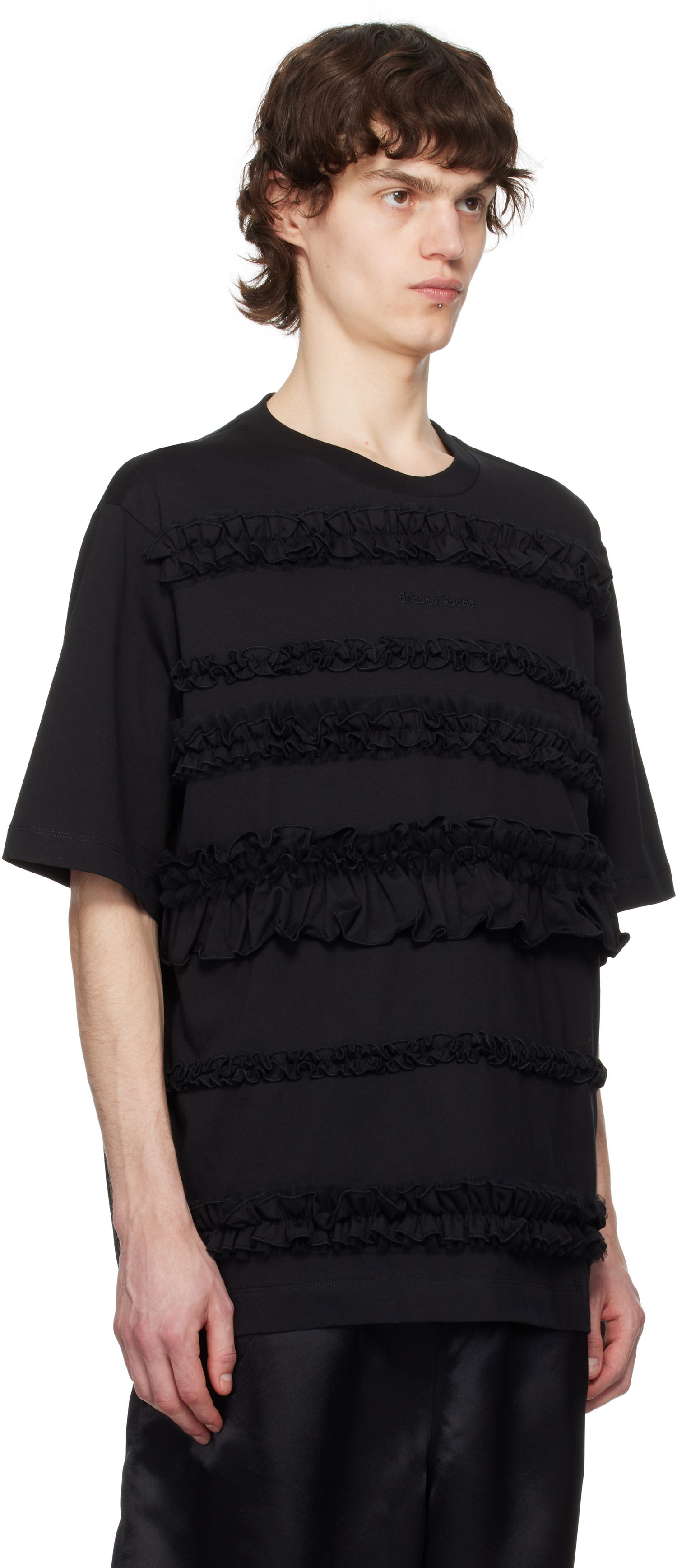 Majica Simone Rocha Simone Rocha Ruffle Frill T-Shirt Črna | 5325 0553, 1