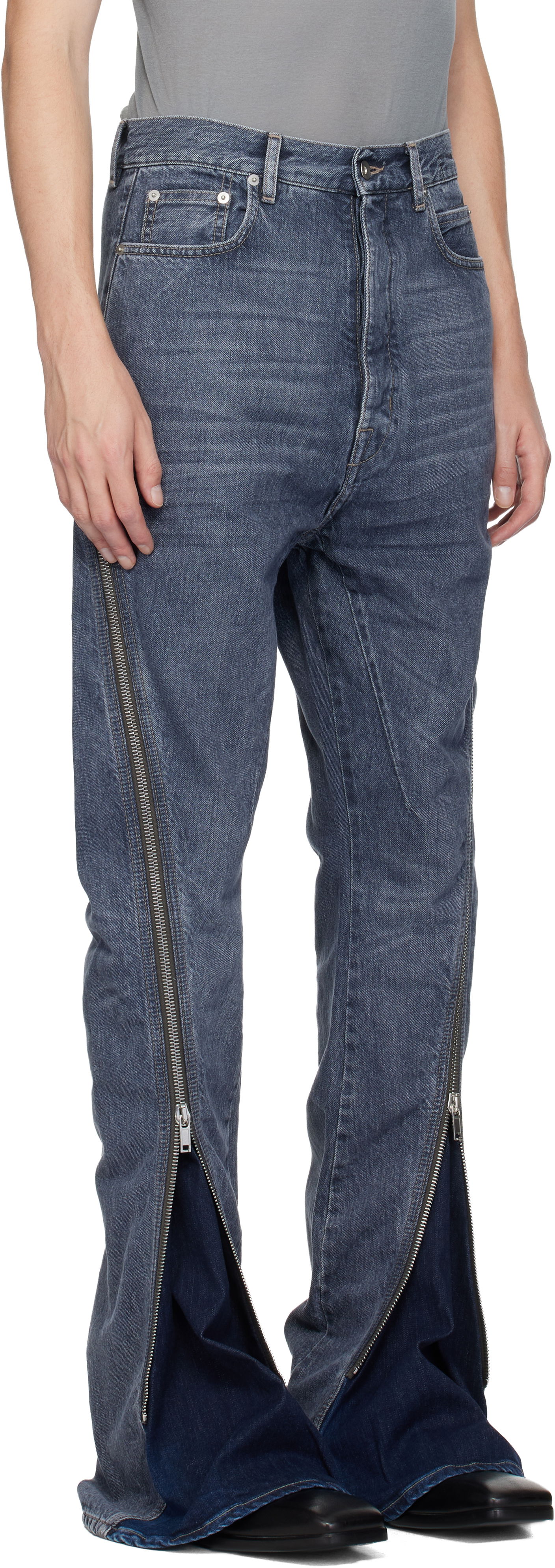 Kavbojke Rick Owens DRKSHDW Concordians Bolan Banana Zipped Denim Jeans Modra | DU02E7363 DGY, 1