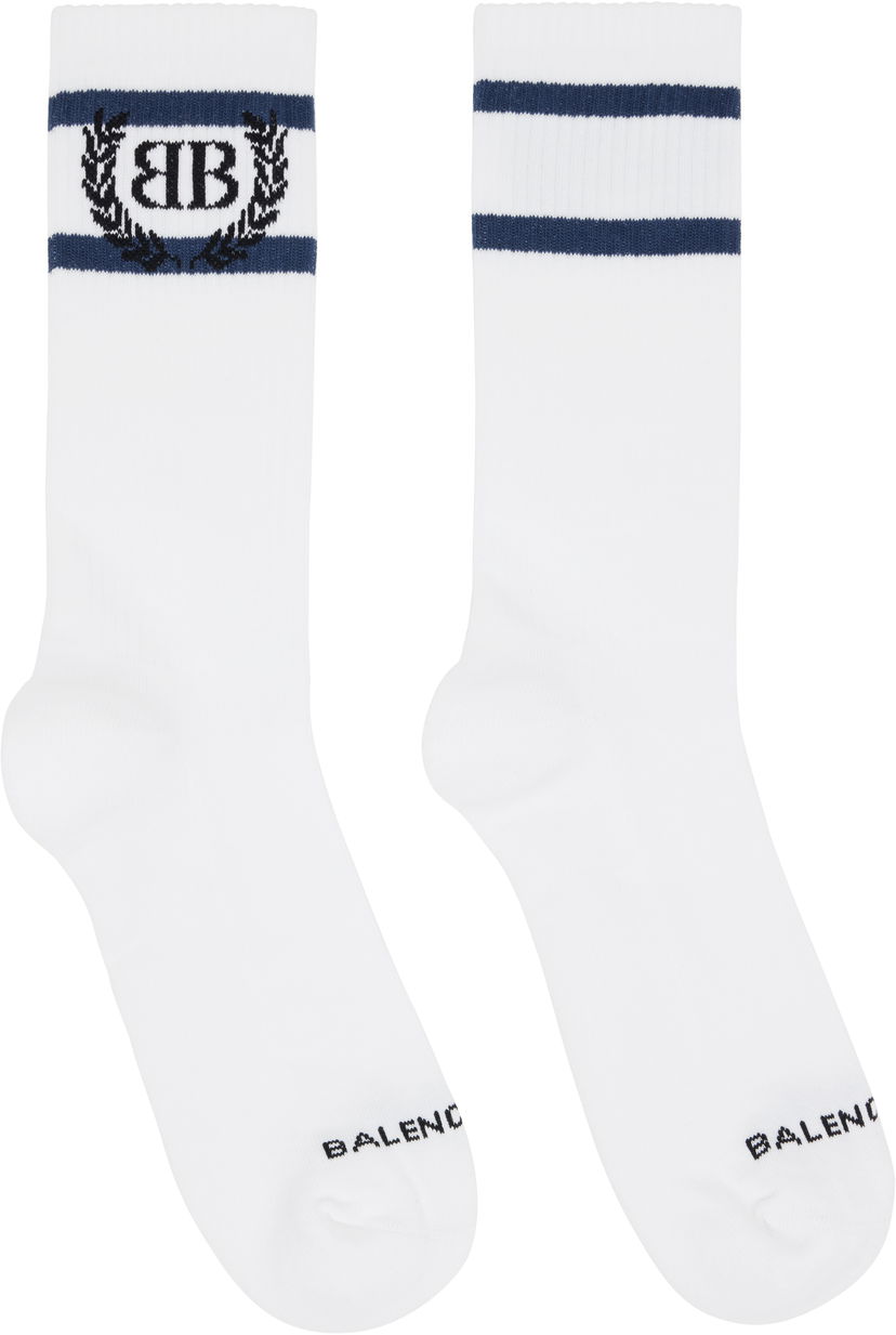 Nogavice Balenciaga Balenciaga Laurel Classic Socks Bela | 8294464F1B59068