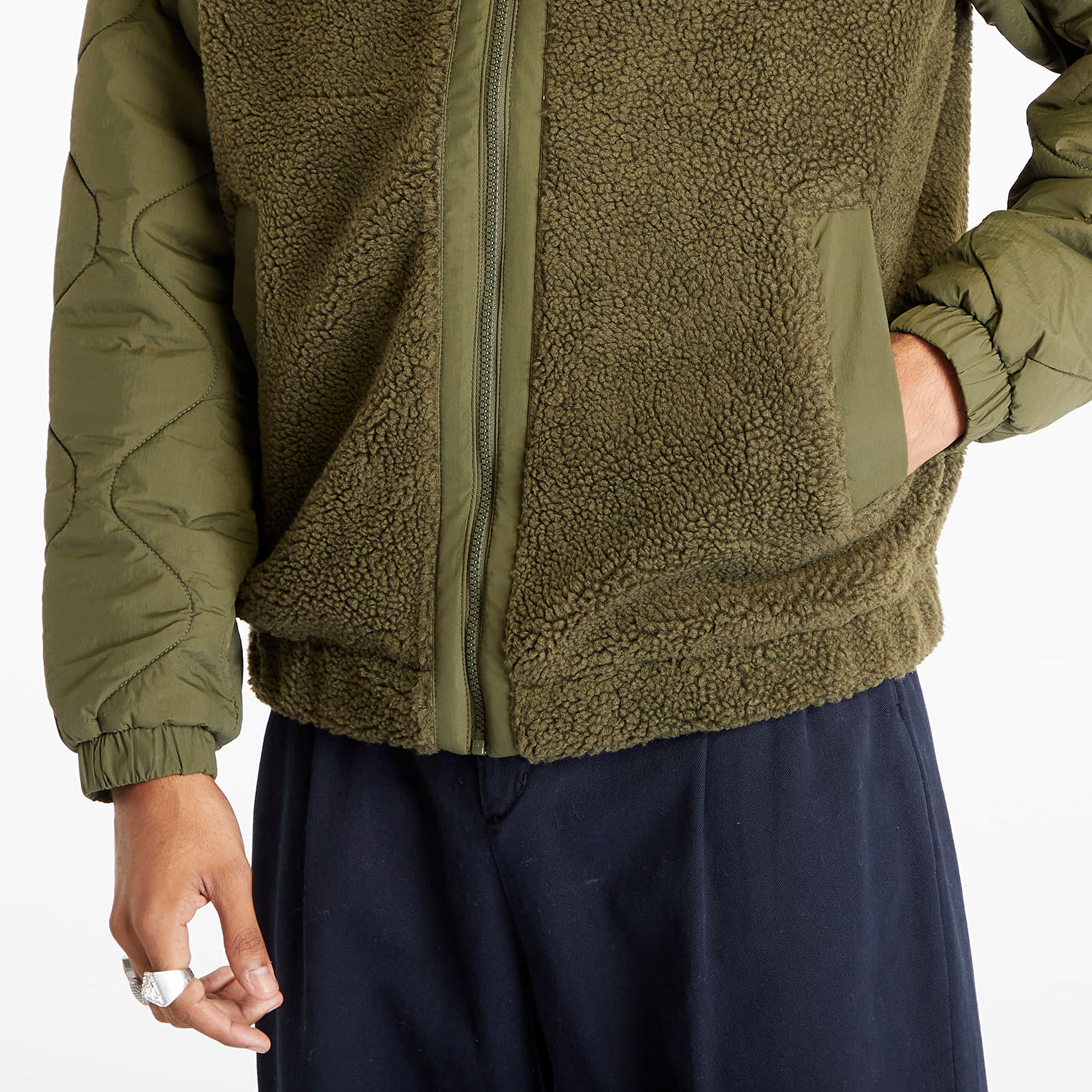 Jakna Tommy Hilfiger Mix Media Sherpa Drab Zelena | DM0DM17236 MR1, 1