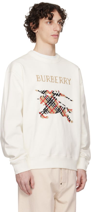 Pulover Burberry Burberry Intarsia EKD Sweatshirt Bela | 8110547, 1
