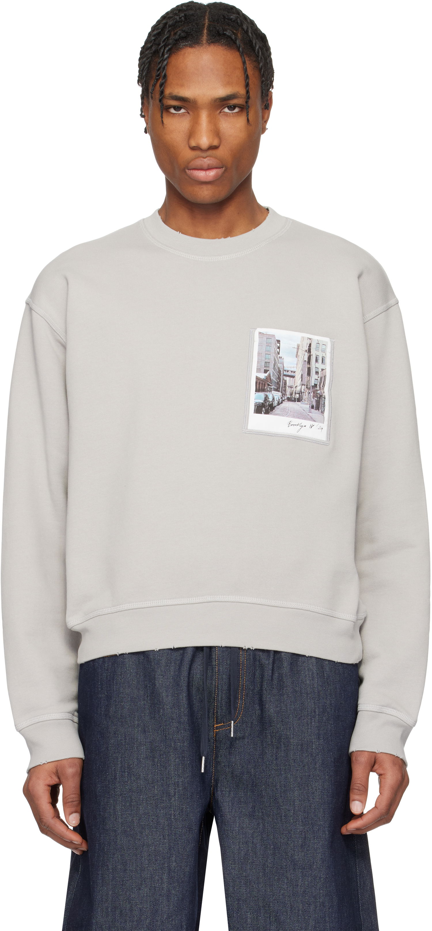 Pleteni pulover Helmut Lang Helmut Lang Dumbo Postcard Crewneck Sweatshirt Siva | O10HM523, 0