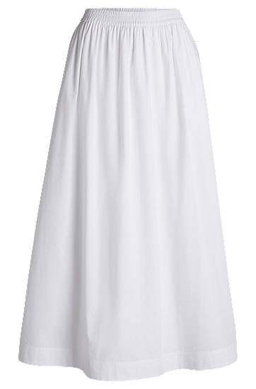 Krila BOSS Elastic Waist Cotton Poplin Maxi Skirt Bela | 50543982