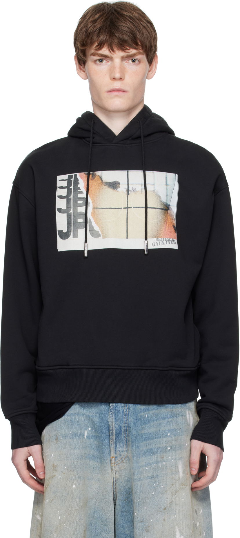 Pulover Jean Paul Gaultier Jean Paul Gaultier Printed Fire Hoodie Črna | 25/03-W-TO296-J003-001501