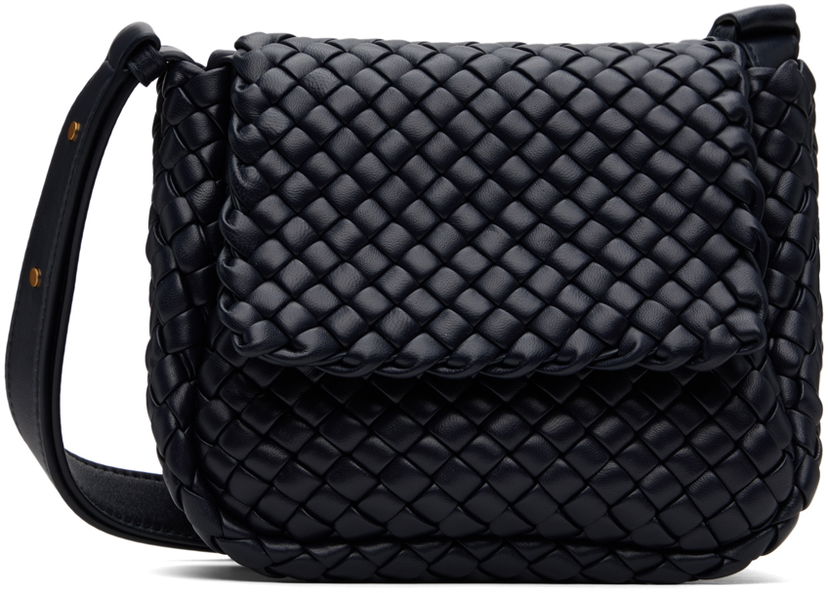 Torba za čez ramo Bottega Veneta Mini Cobble Shoulder Bag Mornarica | 762711 V01D1