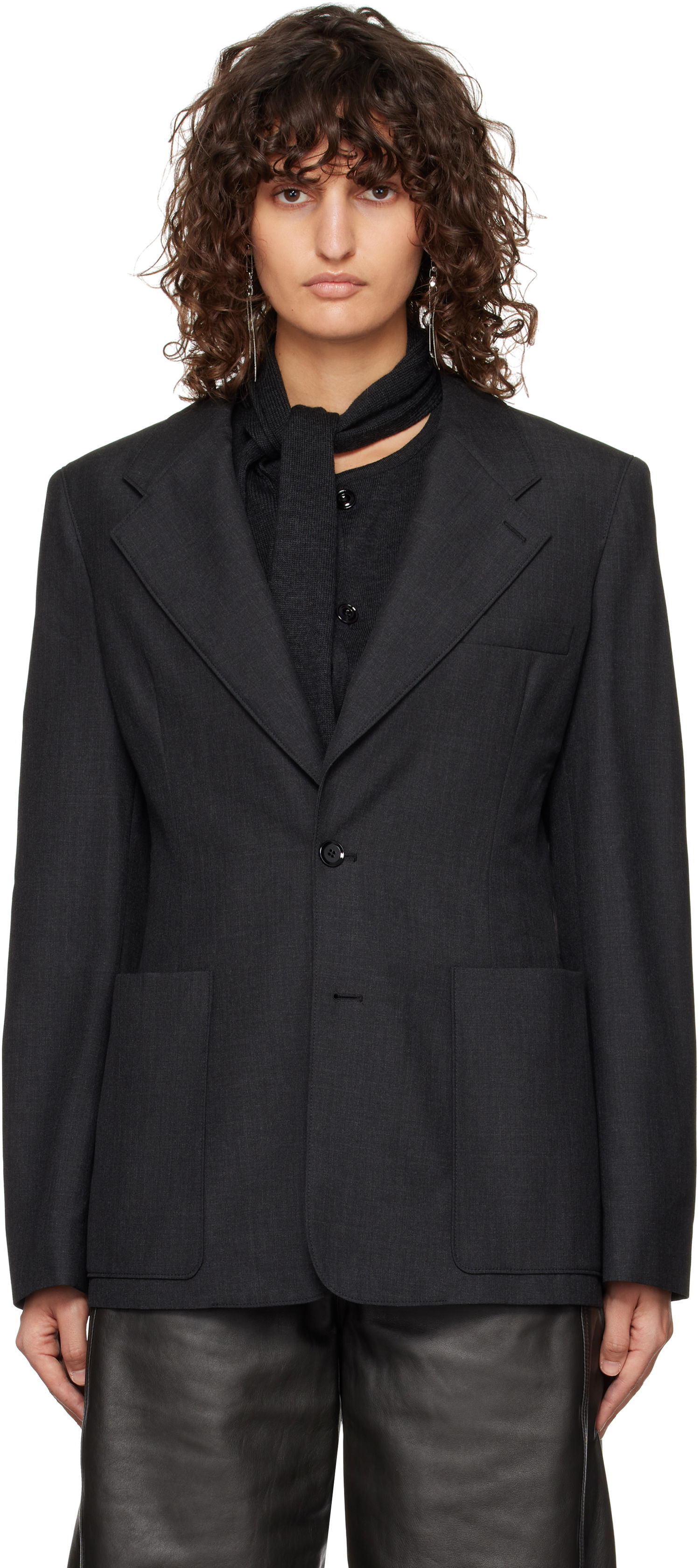 Jakna LEMAIRE LEMAIRE Single-Breasted Fitted Blazer Črna | JA1048 LF414, 0