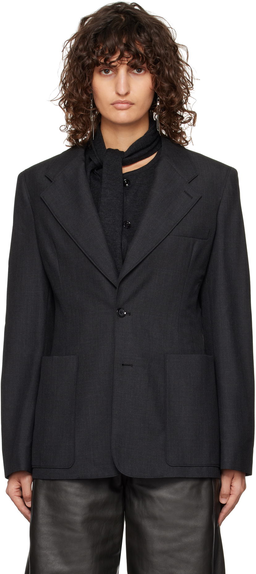 Jakna LEMAIRE LEMAIRE Single-Breasted Fitted Blazer Črna | JA1048 LF414
