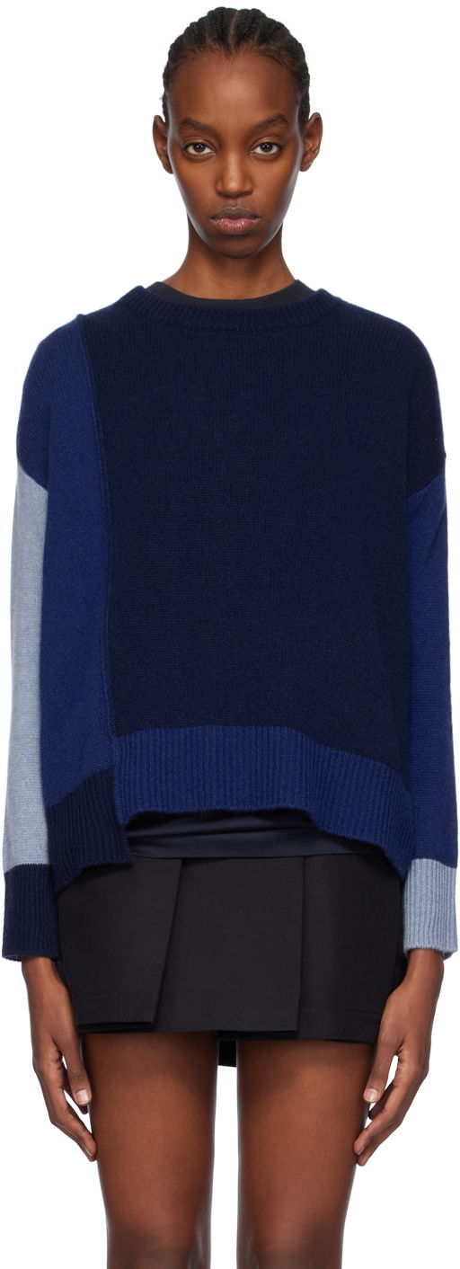 Pleteni pulover Marni Color Block Sweater Mornarica | GCMD0504Q0 UFX385