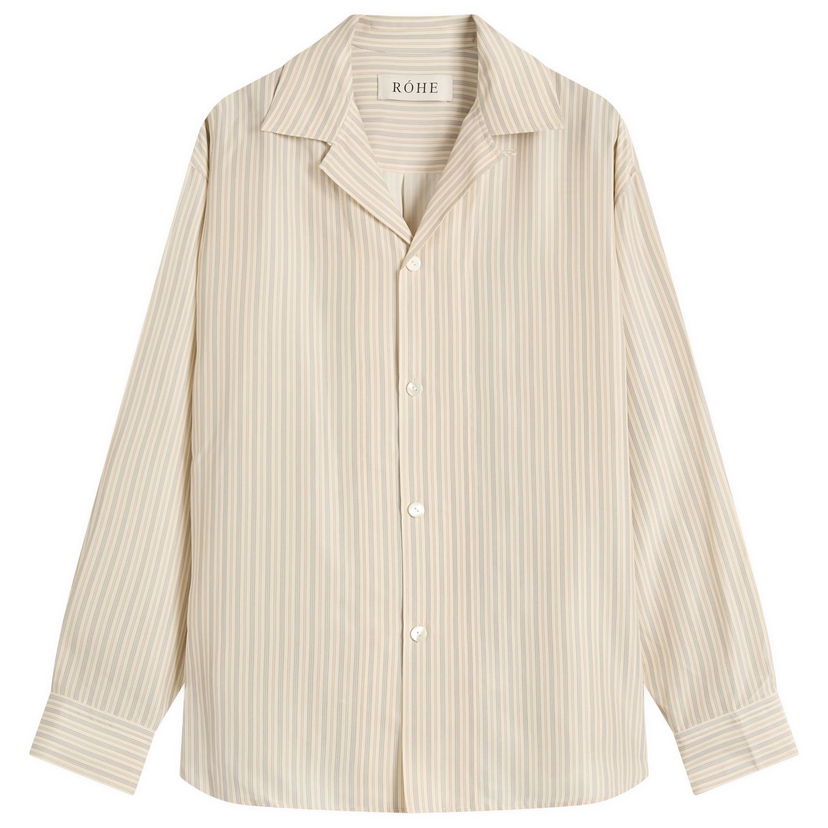 Srajce Róhe Róhe Men's Silk Vacation Shirt, Heritage Stripe Bež | 314-19-048