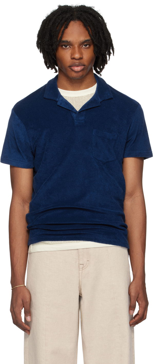 Polo majica Orlebar Brown Open Placket Polo Shirt Modra | 274229