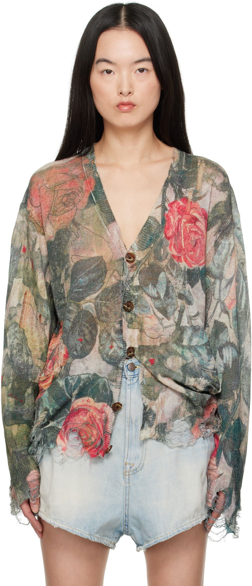 Pleteni pulover R13 R13 Boyfriend Floral Cardigan Večbarvna | R13WY200-Y182B